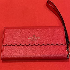 Kate Spade red scalloped cell phone case wristlet